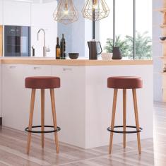 Imagem de Kit 2 Banquetas Altas Estofadas Roma 70Cm Telha - Adz