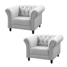 Imagem de Kit 2 Poltronas Decorativa Bérgamo Couro Natural  - Scala Decor