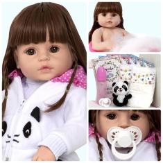 Imagem de Boneca Bebe Reborn Recem Nascida Silicone Panda Acessórios