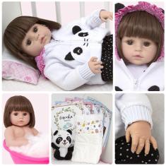 Imagem de Boneca Bebe Reborn Pandinha Realista Grande Envio Imediato