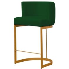 Imagem de Banqueta Estofada Emily Base Gold Veludo Verde - Montanaris Decor