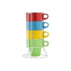 Imagem de Jogo de Xícaras para Chá Colors com suporte 5 peças - Class Home - CLH978