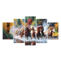 Imagem de Kit 5 Quadros Decorativos Para Sala Casa Cavalo Natureza