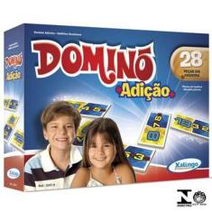 Jogo de domino colorido na lata barcelona 28 pecas