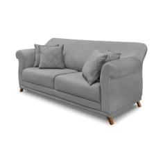 Imagem de Sofá 2 Lugares Pé de Madeira Julieta 180 cm Veludo Cinza S04 - D'Rossi