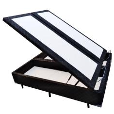 Imagem de Base Box Baú King Bipartido Belos Sonhos Poliéster Preto 41x193x203