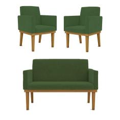 Imagem de Kit Sofá Namoradeira + Poltrona Reforçada verde