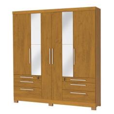 Imagem de Guarda Roupa Casal 6 Portas 6 Gavetas Noce Chave Com Espelho - San Mar