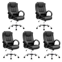 Imagem de Kit 5 Cadeiras de Escritório Giratória Presidente Melbourne Preto