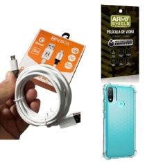 Imagem de Kit capinha motorola e20 com cabo turbo e película de vidro