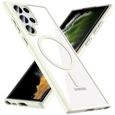 Imagem de Hensinple Capa magnética para Samsung Galaxy S22 Ultra, Galaxy S22 Ultra compatível com carregamento sem fio Magsafe, capa traseira rígida transparente à prova de choque para Galaxy S22 Ultra de 6,8