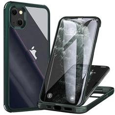 Imagem de UBUNU Capa para iPhone 14 com protetor de tela [vidro temperado rígido 9H integrado sensível ao toque] [proteção total 360], capa de telefone transparente para iPhone 14 para homens e mulheres 6,1