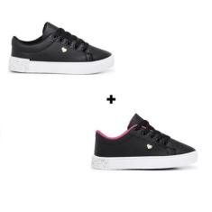 Imagem de Kit Dois Pares Infantil Feminino Tênis Juvenil Escolar Antiderrapante 