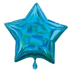 Imagem de Balão Metalizado Estrela Holográfica Azul - 18 Polegadas