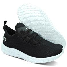 Imagem de Tênis Esportivo De Academia Corrida Caminhada Masculino Colméia Preto e-Masculino