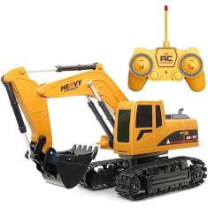 Imagem de Brinquedo Trator Escavadeira Controle Remoto 4x4 Bateria Recarregável.