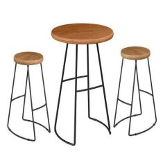 Imagem de Conjunto Mesa Bistrô Alta E 2 Banquetas Estilo Industrial Aura D09 Per