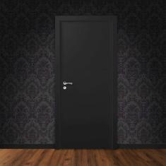 Imagem de Kit Porta de Madeira 210x80cm Lisa Laqueada Direita Moldufama Preto