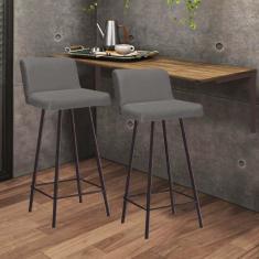 Imagem de Kit Mesa Suspensa de Parede Fixa MDF Freijó + 2 Banquetas Lexi Ferro Marrom Sintético Cinza - Ahazzo Móveis