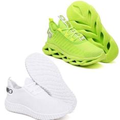 Imagem de Tênis Feminino Esportivo Caminhada 2 Pares Modelos Diferentes Verde/Br