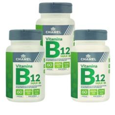 Imagem de Vitamina B12 Max - 3 Frascos  60 Cápsulas (Metilcobalamina) - Chamel