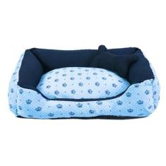 Imagem de Cama para Cachorro ou Gato Tamanho Grande 70x55cm + Ossinho Coroa Azul