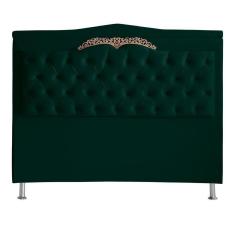Imagem de Cabeceira De Cama Box Helena King 195 Cm Capitonê Retro Botão Encapados Suede Verde Eli Móveis
