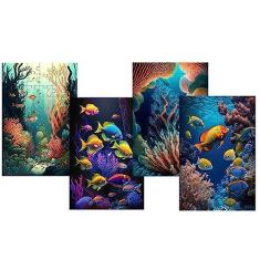 Imagem de Kit 4 Quebra-cabeças Cognitivos Profundezas do Mar de 60 peças