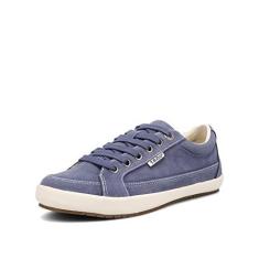 Imagem de Taos Moc Star 2 Tênis feminino – Design de lona fresca com palmilha removível, suporte de arco e sola leve durável para caminhada o dia todo e estilo diário, Indigo envelhecido, 35