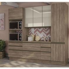 Imagem de Cozinha Modulada Kappesberg Maxxi 4 Peças, Nogal, 240 Cm