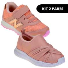 Imagem de Kit 2 Pares Tênis Escolar Infantil de Menina - Club Happy, 27, Única