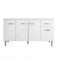 Imagem de Balcão Gabinete Para Pia Sem Tampo 150cm 4 Portas E 1 Gaveta Gabriela Branco-preto