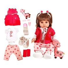 Imagem de Boneca Baby Reborn Realista Girafinha Com Cabelos Castanhos