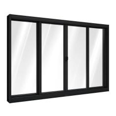 Imagem de Janela de Aço de Correr Central 4 Folhas 120x150cm Aço Pronto Riobras Preto