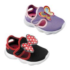 Imagem de Kit Tênis Infantil Feminino Calce Fácil Magicc Kids TN-004 TN-005