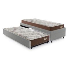 Imagem de Bicama Box Solteiro 103X208 Material Sintético Linho Cinza Com 2 Colch