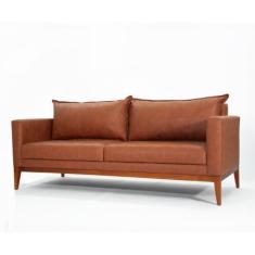 Imagem de Sofá Fixo em Material Sintético 3 Lugares Com 2 Almofadas Elegante Est