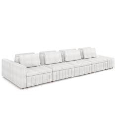 Imagem de Sofá Ilha Living Com Puff 465cm Siesta M22 Bouclê Branco - Mpozenato