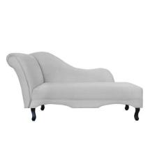 Imagem de Recamier Decorativo Divã Olivia Couro Branco Pés Madeira Mz Decor - Ma