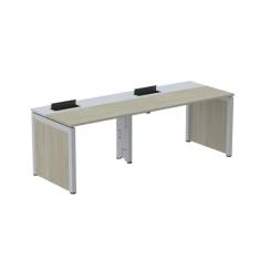Imagem de Mesa de Plataforma Simples para 2 Pessoas Corporativa 150x792/2p Pscpp150/792/2p Nogueira Casablanca/Cinza