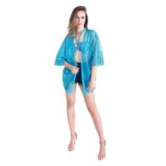 Imagem de Kimono Paetê Com Top Feminino Adulto de Carnaval - Fantasias Carol FSP