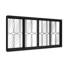 Imagem de Janela de Aço de Correr com Grade Mosaico 4 Folhas 100x200cm Facilitá Lucasa Preto