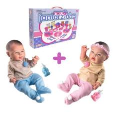 Imagem de Kit Bebê Gêmeos Realista Boneca Reborn C/ Meu Jantarzinho - Big Star E