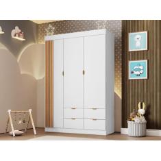 Imagem de Guarda Roupa Infantil Ayla Branco Com Amadeirado _ Phoenix Baby