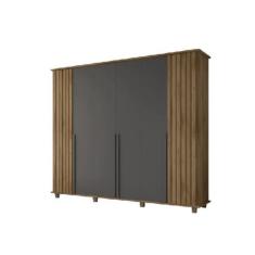 Imagem de Guarda Roupa Ripado Fran a 6 Portas Cinamomo/grafite   Rv M v