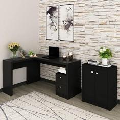 Imagem de Conjunto Home Office 2 Peças 1 Mesa para Escritório em L com 1 Balcão Espresso Móveis