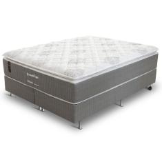Imagem de Cama Box King Size (Box + Colchão) 193x203x71 Brilhante Prorelax Molas Ensacadas Pillow Top - Cinza/Branco