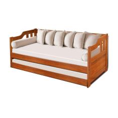 Imagem de Sofá Cama Madeira Maciça Rústico Solteiro - Castanho - Cor: Marrom