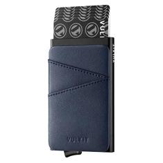 Imagem de VULKIT Carteira masculina com porta-cartões de metal com camada de bloqueio de RFID, carteira de alumínio minimalista fina com suporte para cartão de visita de acesso rápido a cartões de visita,