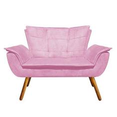 Imagem de Sofá Retrô Namoradeira Opala Suede Rosa Bebê - D'Rossi